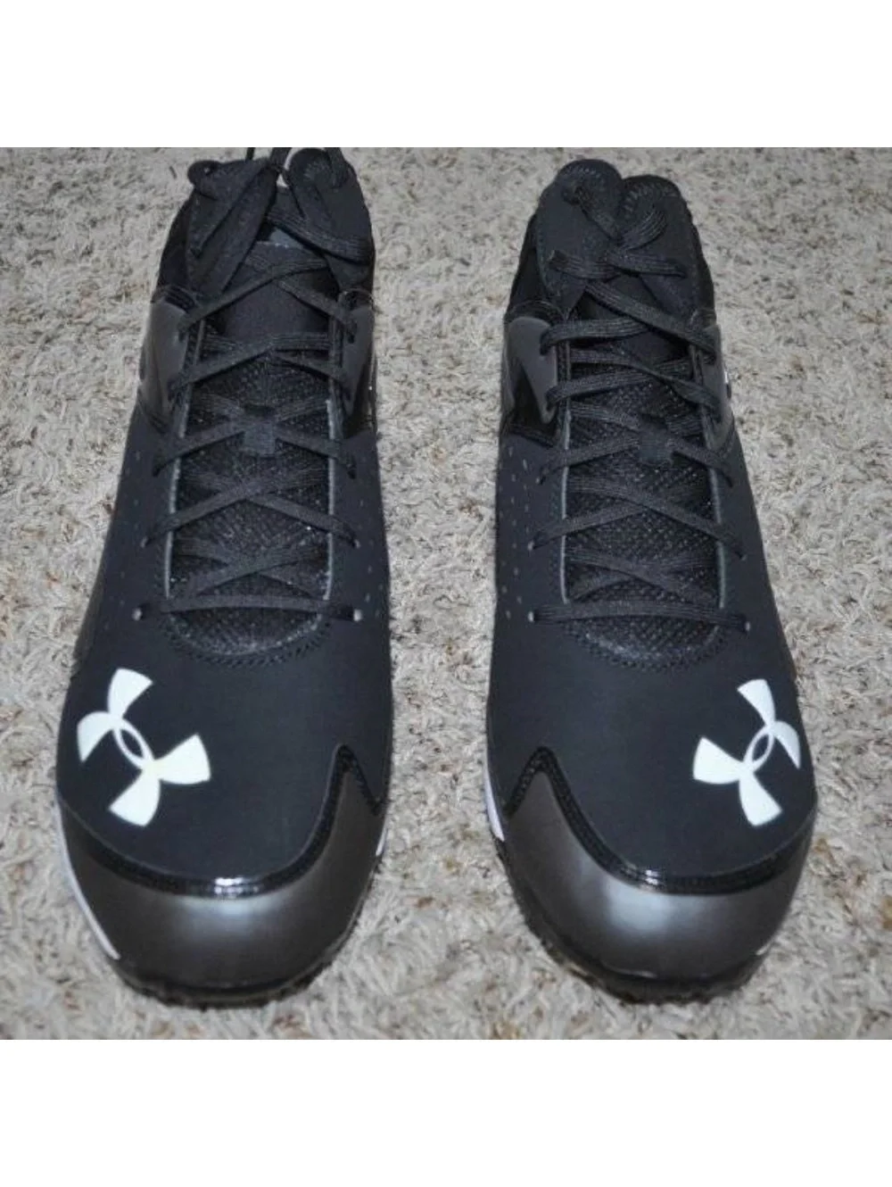 Under Armour Baseball Cleats 13.5 Mens Black Gray Yard Mid Metal Molded Shoes
